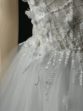 Luxury Floral Lace Wedding Dress A-line Off Shoulder