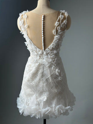 Short Floral Lace Wedding Dress Bridal Mini