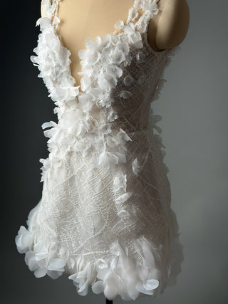 Short Floral Lace Wedding Dress Bridal Mini