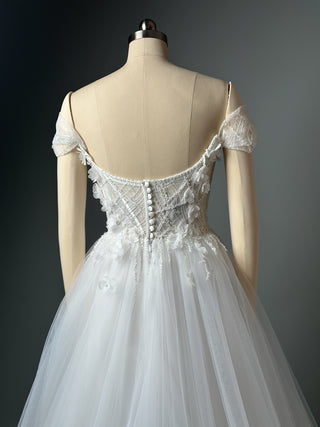 Luxury Floral Lace Wedding Dress A-line Off Shoulder