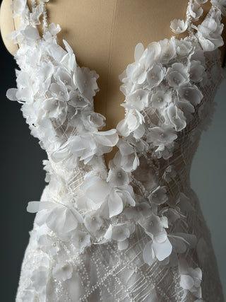 Short Floral Lace Wedding Dress Bridal Mini