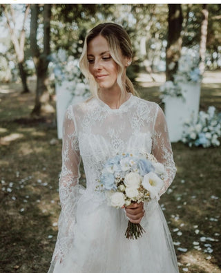 Turtleneck Floral Lace Tulle Gown - Dresses Dioma