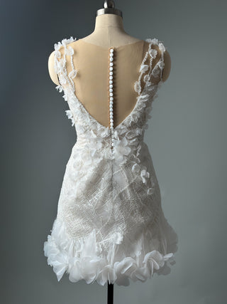 Short Floral Lace Wedding Dress Bridal Mini
