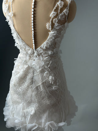 Short Floral Lace Wedding Dress Bridal Mini