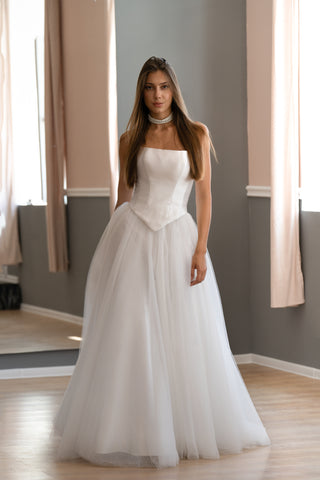 Strapless Corset Wedding Dress with Basque Waist Adelle