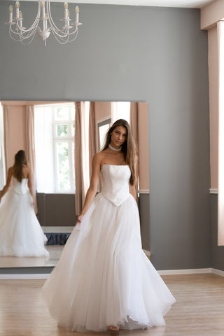 Strapless Corset Wedding Dress with Basque Waist Adelle