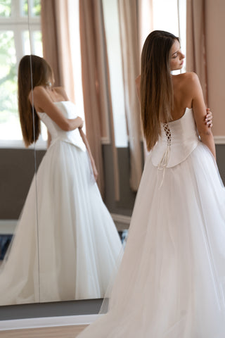 Strapless Corset Wedding Dress with Basque Waist Adelle
