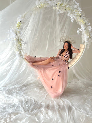 Pink Floral Colorful Gown Long Sleeve - Dresses Dioma