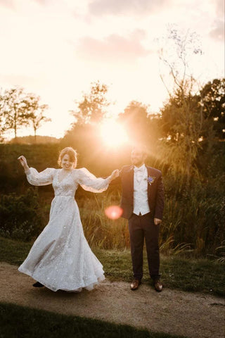 CLEARANCE | Celestial Unique Boho Wedding Dress in gray - Dresses Dioma