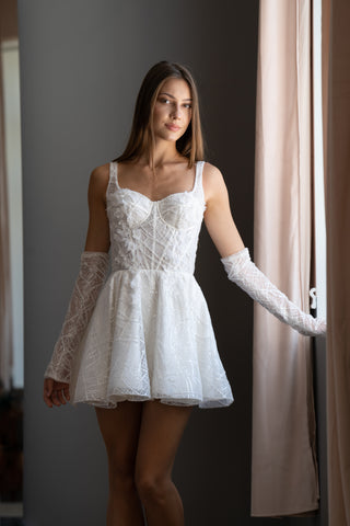 Short Lace A-line Wedding Dress Bridal Mini Daisy