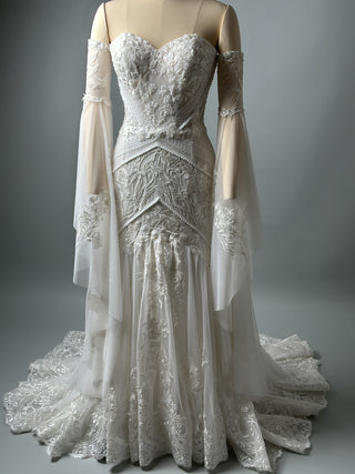 Floral Lace Gown with Long Sleeves and Mermaid silhouette