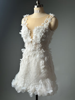 Short Floral Lace Wedding Dress Bridal Mini