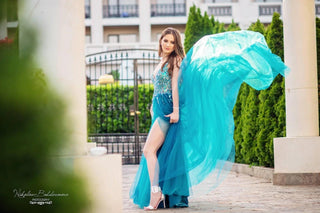 Unique Sexy Beaded Gown with Deep V Neck - Dresses Dioma