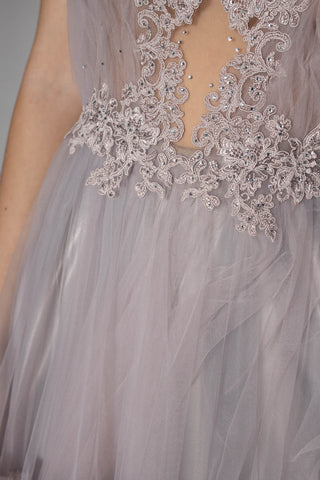 Lavender Tiered Tulle A-line Gown - Dresses Dioma