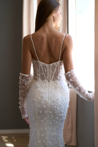 Modern Luxury Mermaid wedding gown Sienna long sleeves