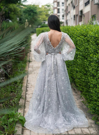 CLEARANCE | Celestial Unique Boho Wedding Dress in gray - Dresses Dioma